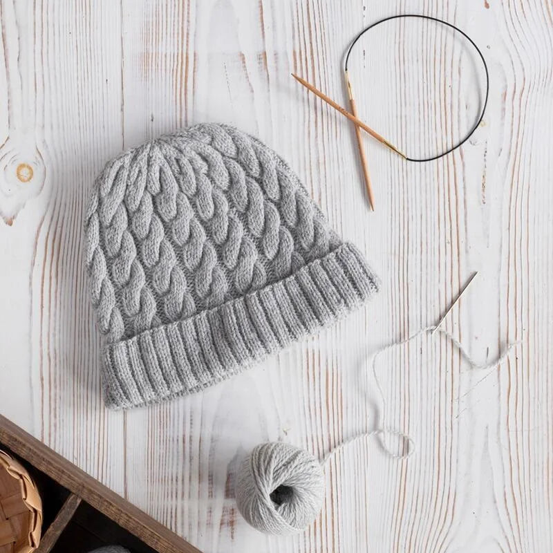 Toft Learn to Knit Cable Hat Kit - Silver