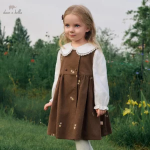 Girls Elegant Floral Pinafore Party Dress Apparel