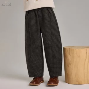 Kids Warm Plaid Straight Trousers Apparel