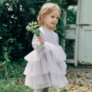Girls Layered Mesh Sweater Princess Party Dress Apparel
