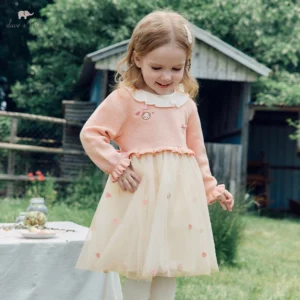 Girls Sweet Mesh Sweater Princess Dress Apparel