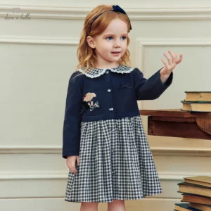 Girls Sweet Plaid Princess Party Dress Apparel