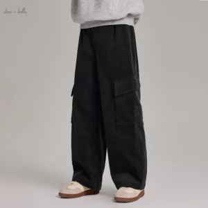 Boys Winter Warm Corduroy Cargo Trousers Apparel